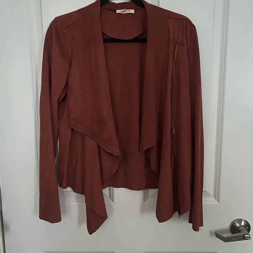 Faux suede motto jacket